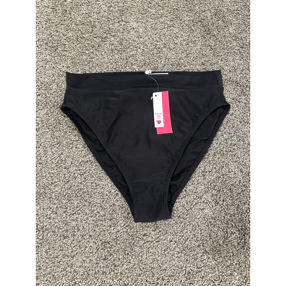 NWT Xhilaration Black High Waist High Leg Bikini Bottom - Medium